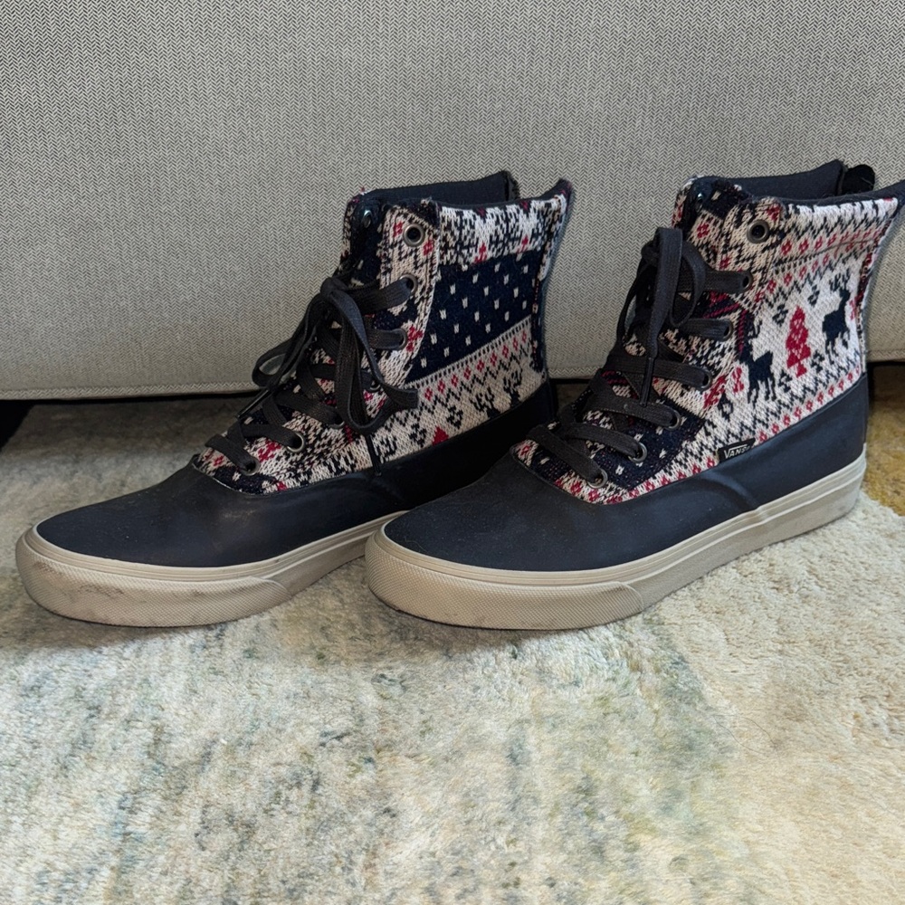 Vans, leather & fabric, winter high top sneakers